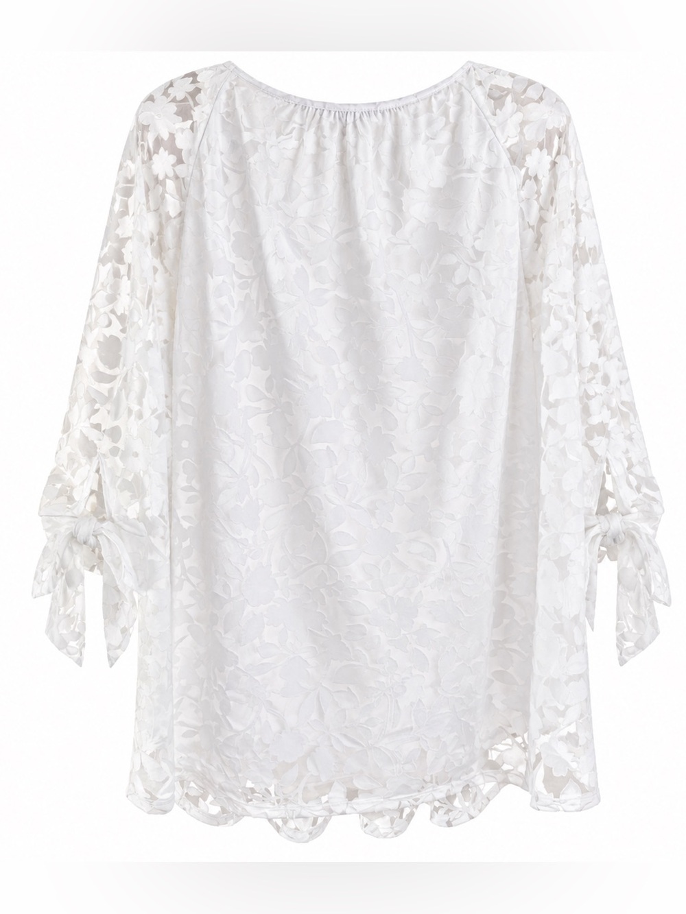 Nina Leonard White Floral Burnout Layered Tunic Blouse Plus Size 3XL - Picture 4 of 4